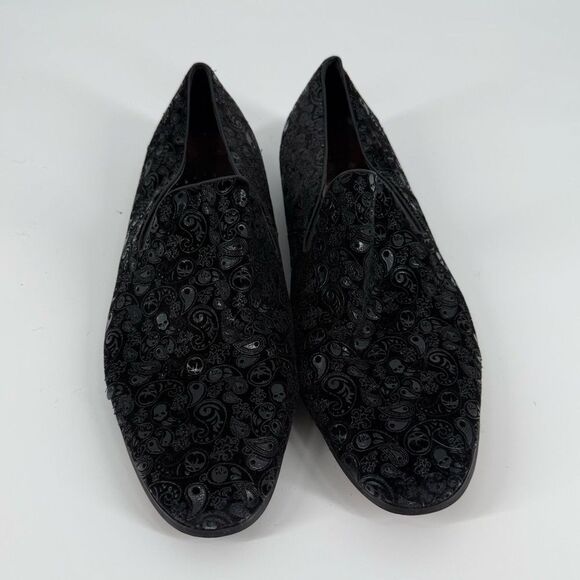 Robert Graham Rodin Paisley Skull-Embossed Velvet Loafer in Black | Size 12 main image 4